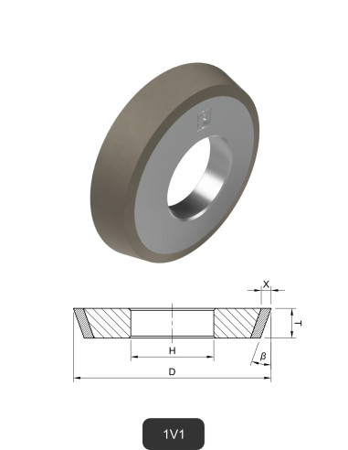Beveled diamond wheels 1V1 | Grinding and cutting of Glass and Ceramics