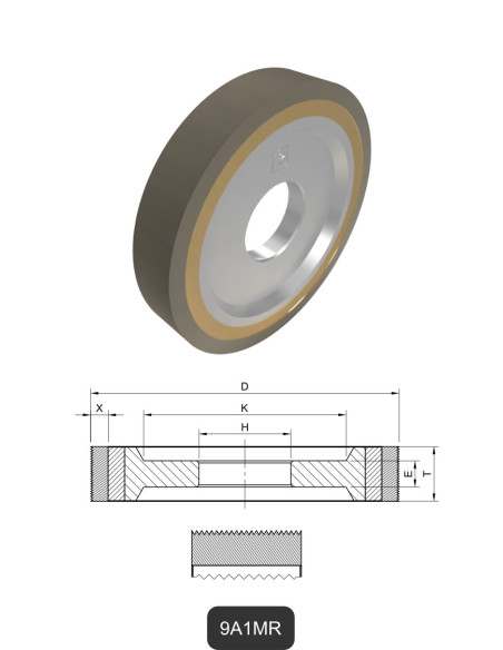 Meules diamantées droites avec rainure 9A1MR | Meulage et découpe du verre et de la céramique