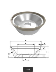 Diamond cup wheels 11V9 | Grinding and cutting of Glass and Ceramics
