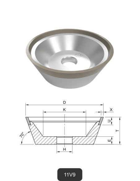 Diamond cup wheels 11V9 | Grinding and cutting of Glass and Ceramics