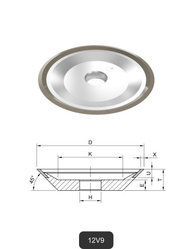 Meules boisseaux diamantées 12V9 | Meulage et découpe du verre et de la céramique