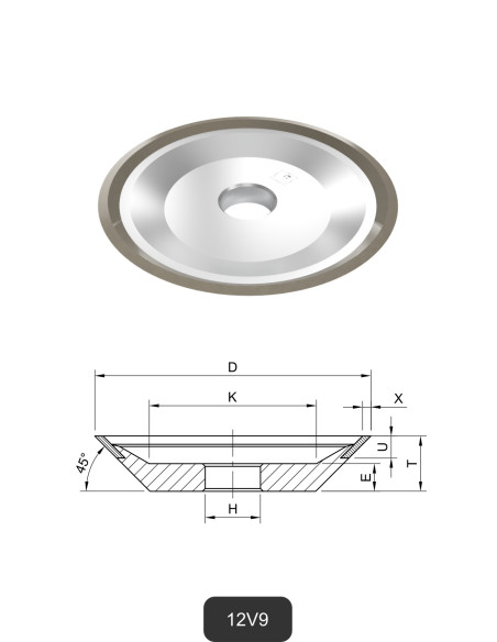 Meules boisseaux diamantées 12V9 | Meulage et découpe du verre et de la céramique