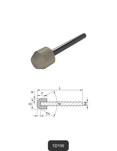 Shank-mounted diamond tip 1D1W | Grinding, polishing and cutting of Glass and Ceramics