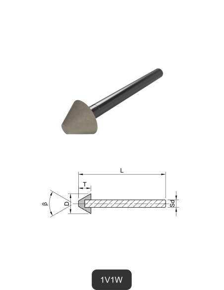 Shank-mounted diamond tip 1V1W | Grinding, polishing and cutting of Glass and Ceramics