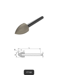 Shank-mounted diamond tip 1T1W | Grinding, polishing and cutting of Glass and Ceramics