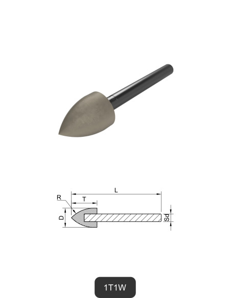Shank-mounted diamond tip 1T1W | Grinding, polishing and cutting of Glass and Ceramics