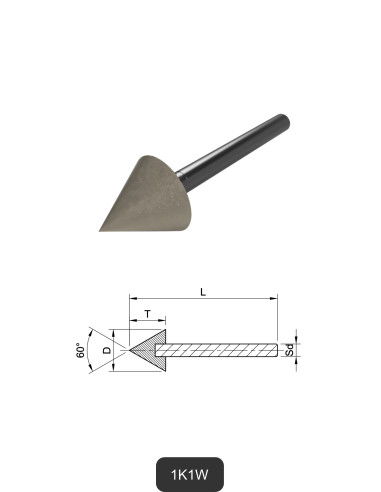Shank-mounted diamond tip 1K1W | Grinding, polishing and cutting of Glass and Ceramics