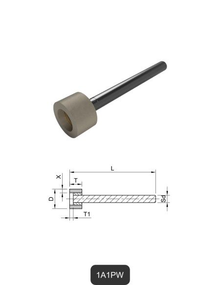 Outils diamantés montés sur tige 1A1PW | Meulage et découpe du verre et de la céramique